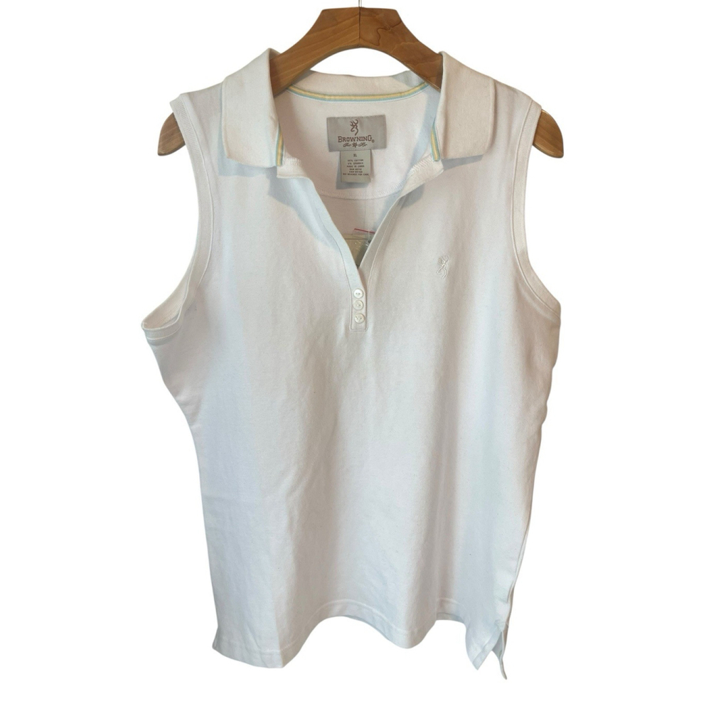 Browning White V Neck Tank Top Womens XL